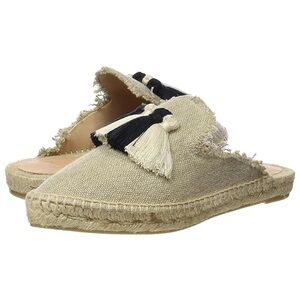 Tuckernuck Castaner Rocio Beige Black Tassel Fringe Espadrille Mules - 38 / 7.5